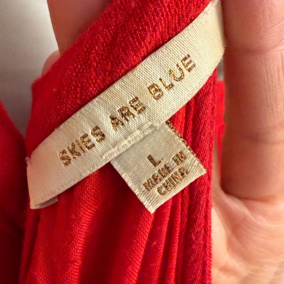 Skies Are Blue Vibrant Red Crochet Midi Dress - Picture 3 of 5